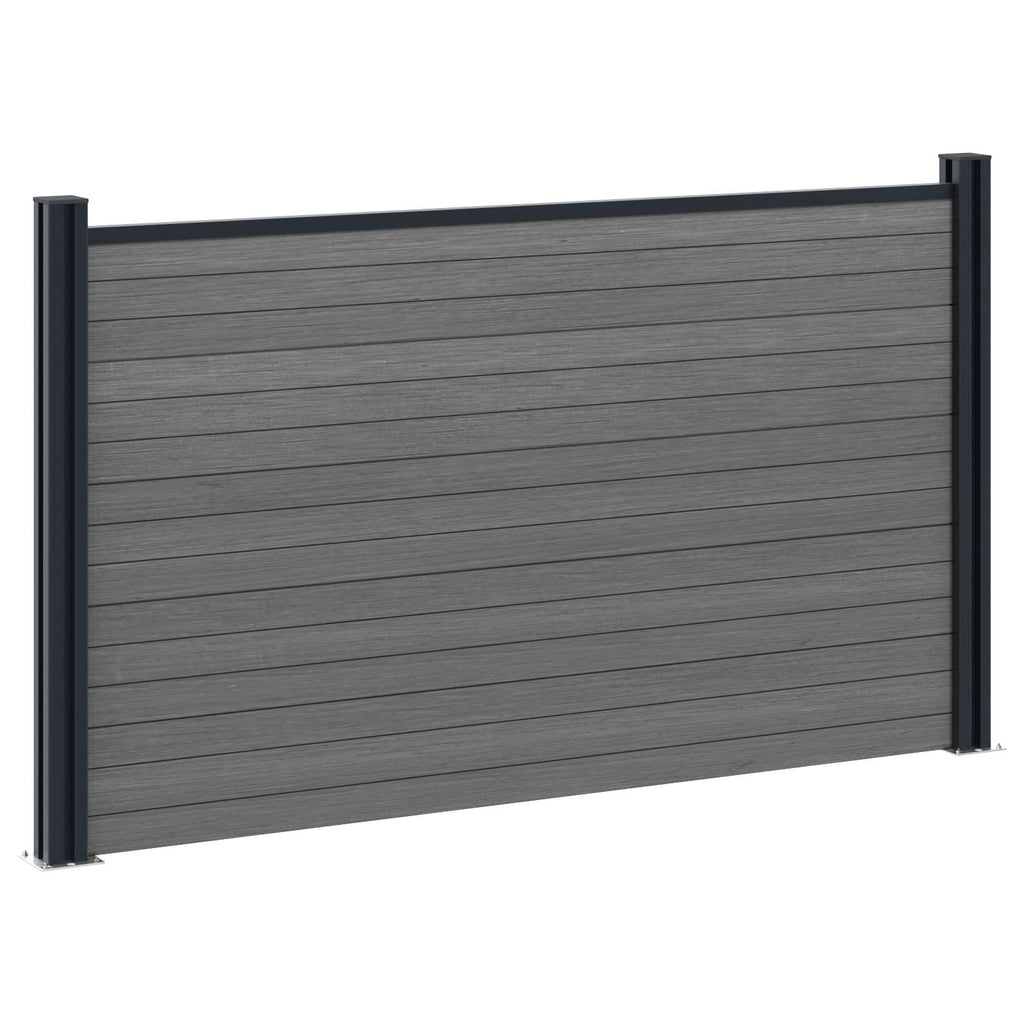 Panel de valla 10 pcs WPC y Aluminio Gris
