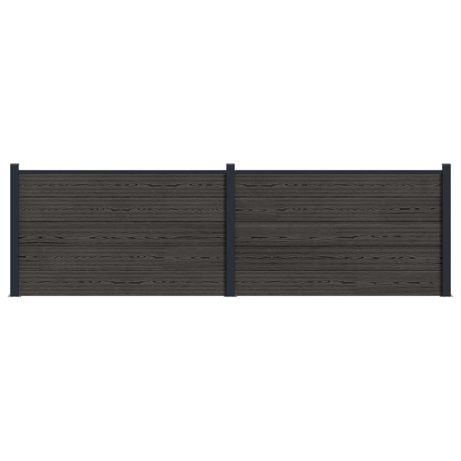 Panel de valla 10 pcs WPC y Aluminio Gris