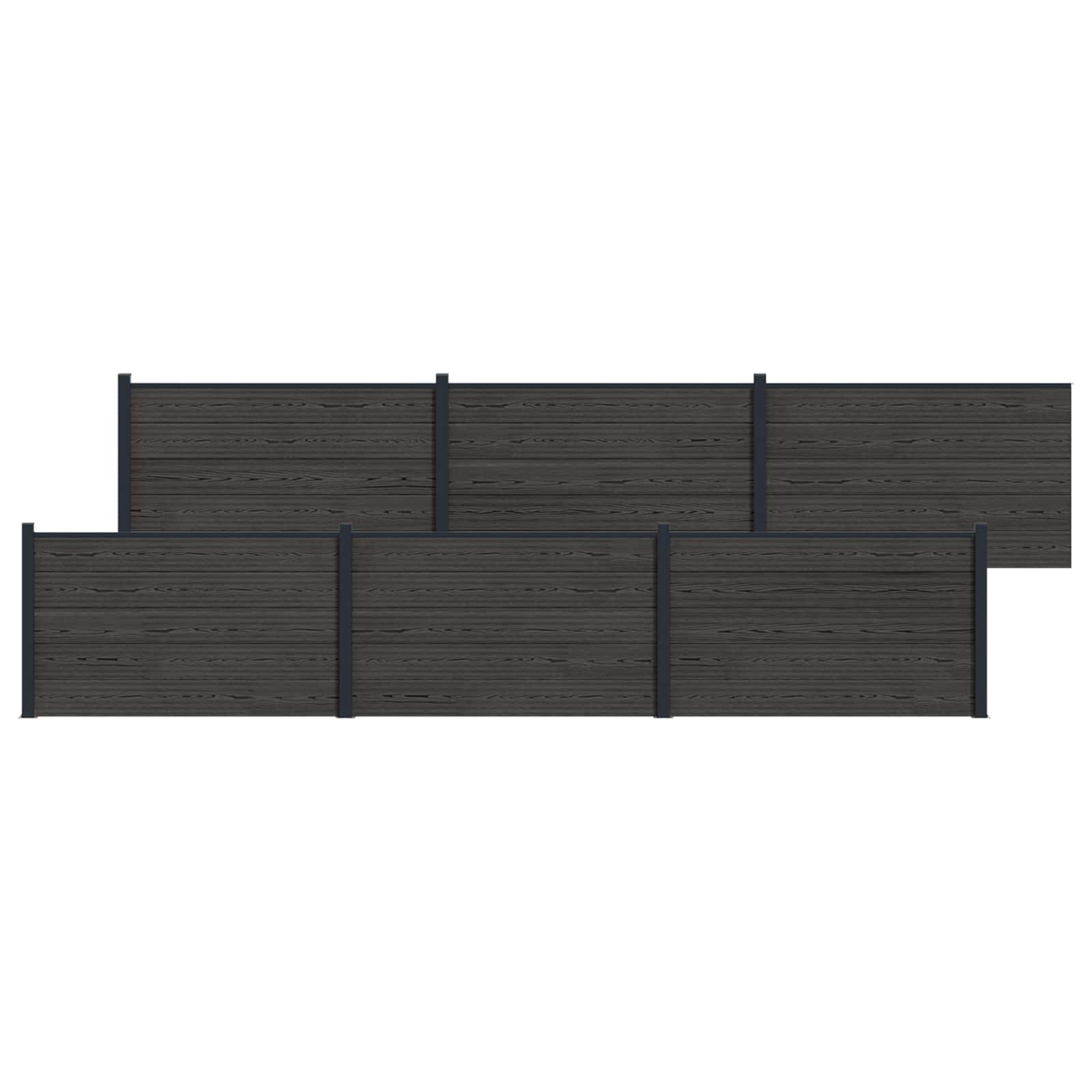 Panel de valla 10 pcs WPC y Aluminio Gris