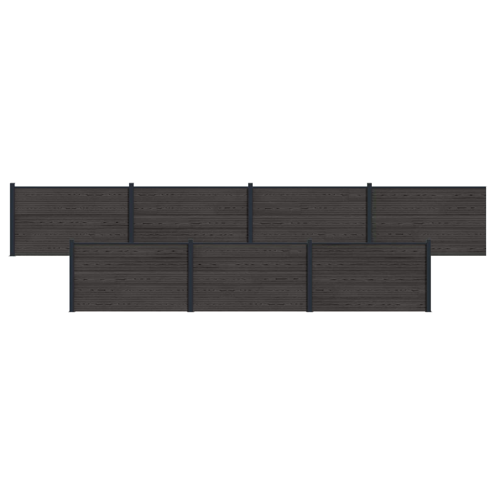 Panel de valla 10 pcs WPC y Aluminio Gris