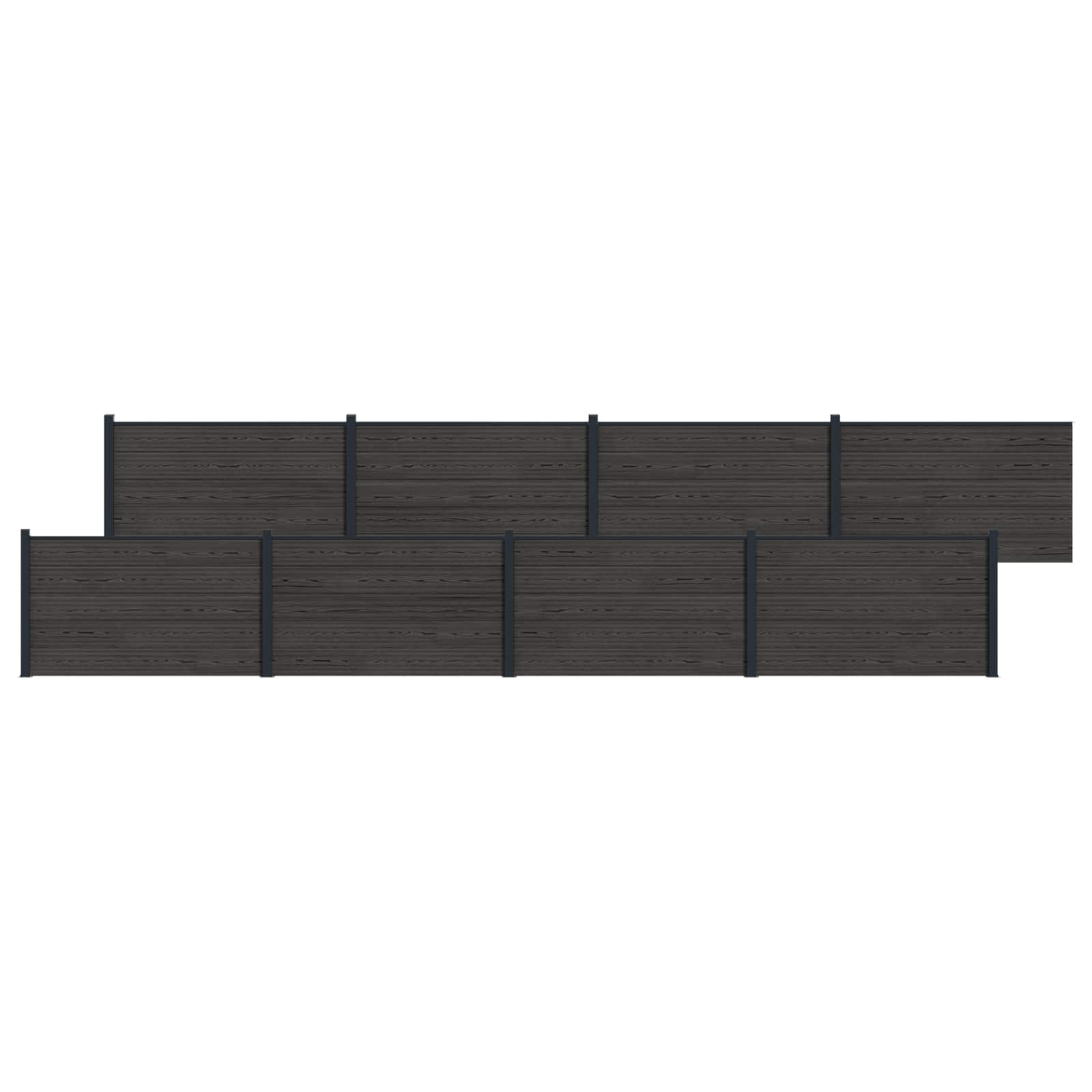Panel de valla 10 pcs WPC y Aluminio Gris