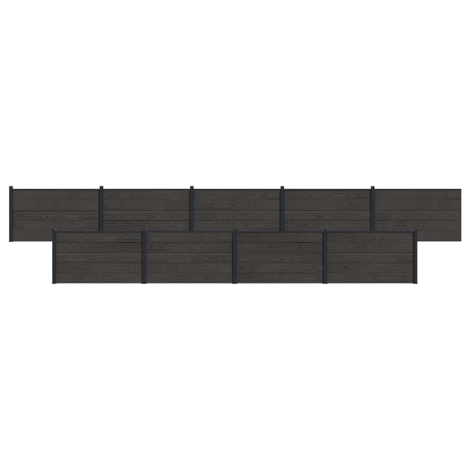 Panel de valla 10 pcs WPC y Aluminio Gris