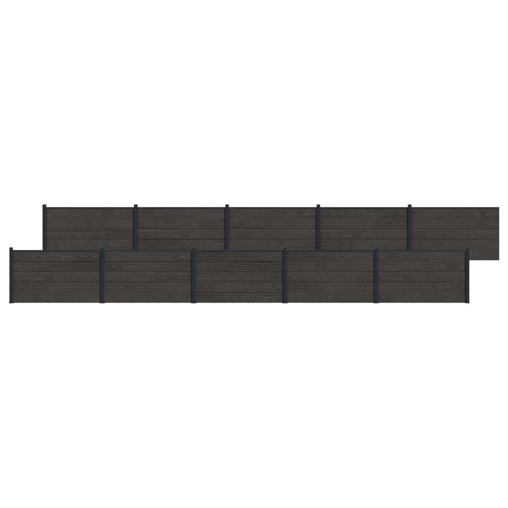 Panel de valla 10 pcs WPC y Aluminio Gris