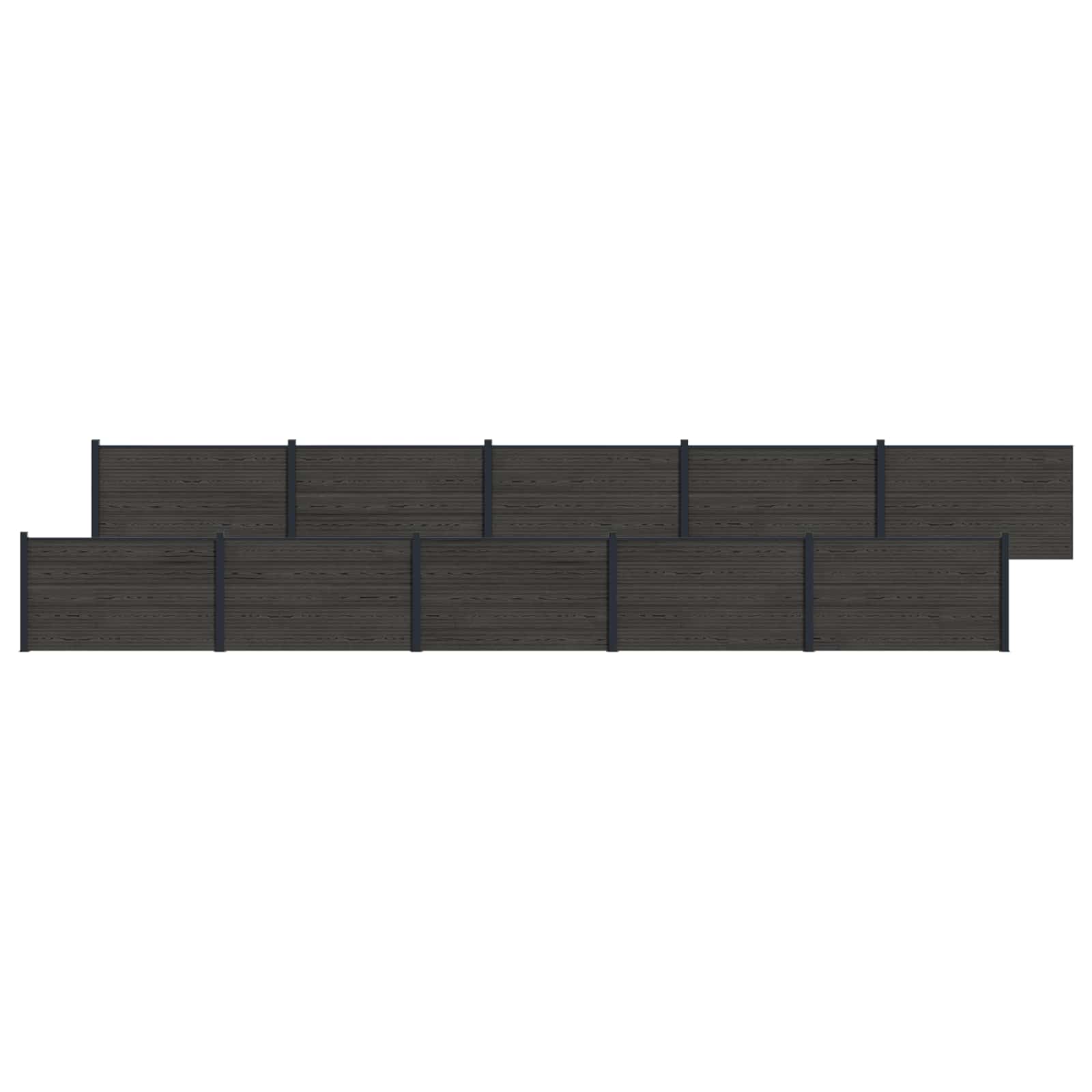Panel de valla 10 pcs WPC y Aluminio Gris