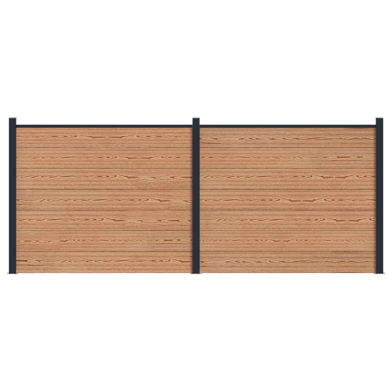 Panel de valla 10 pcs WPC y Aluminio Gris