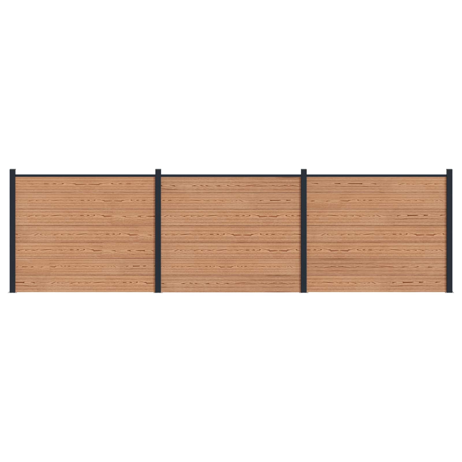 Panel de valla 10 pcs WPC y Aluminio Gris