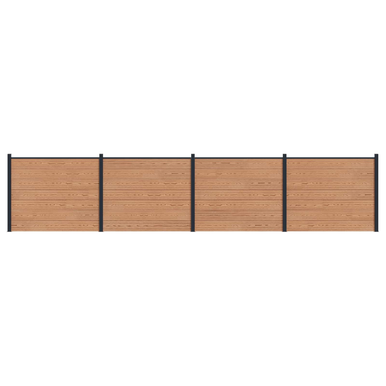 Panel de valla 10 pcs WPC y Aluminio Gris