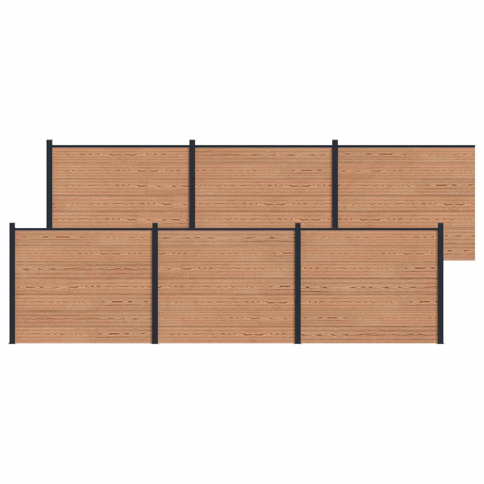 Panel de valla 10 pcs WPC y Aluminio Gris