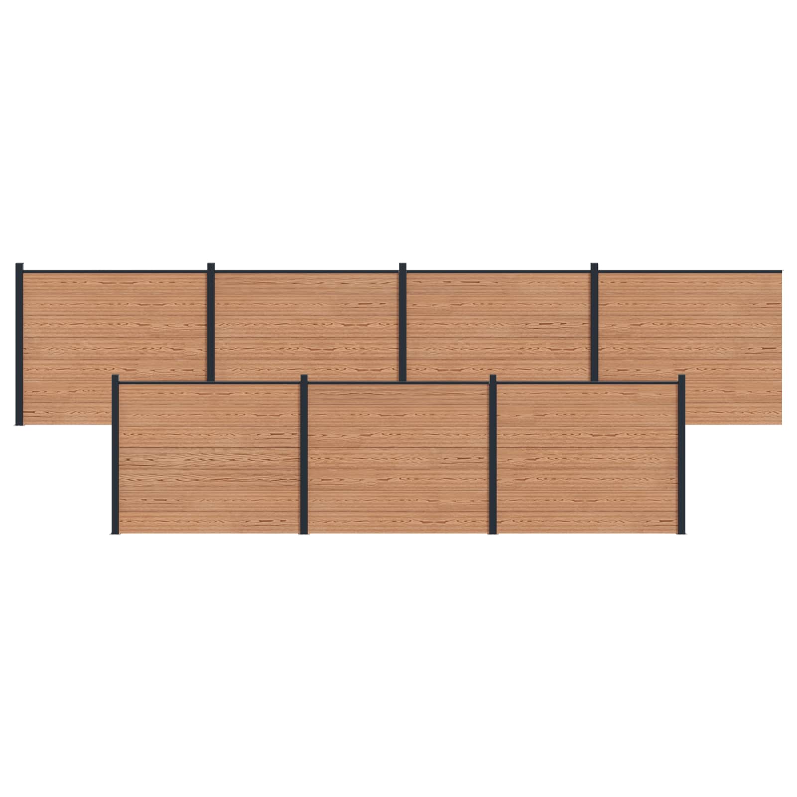 Panel de valla 10 pcs WPC y Aluminio Gris