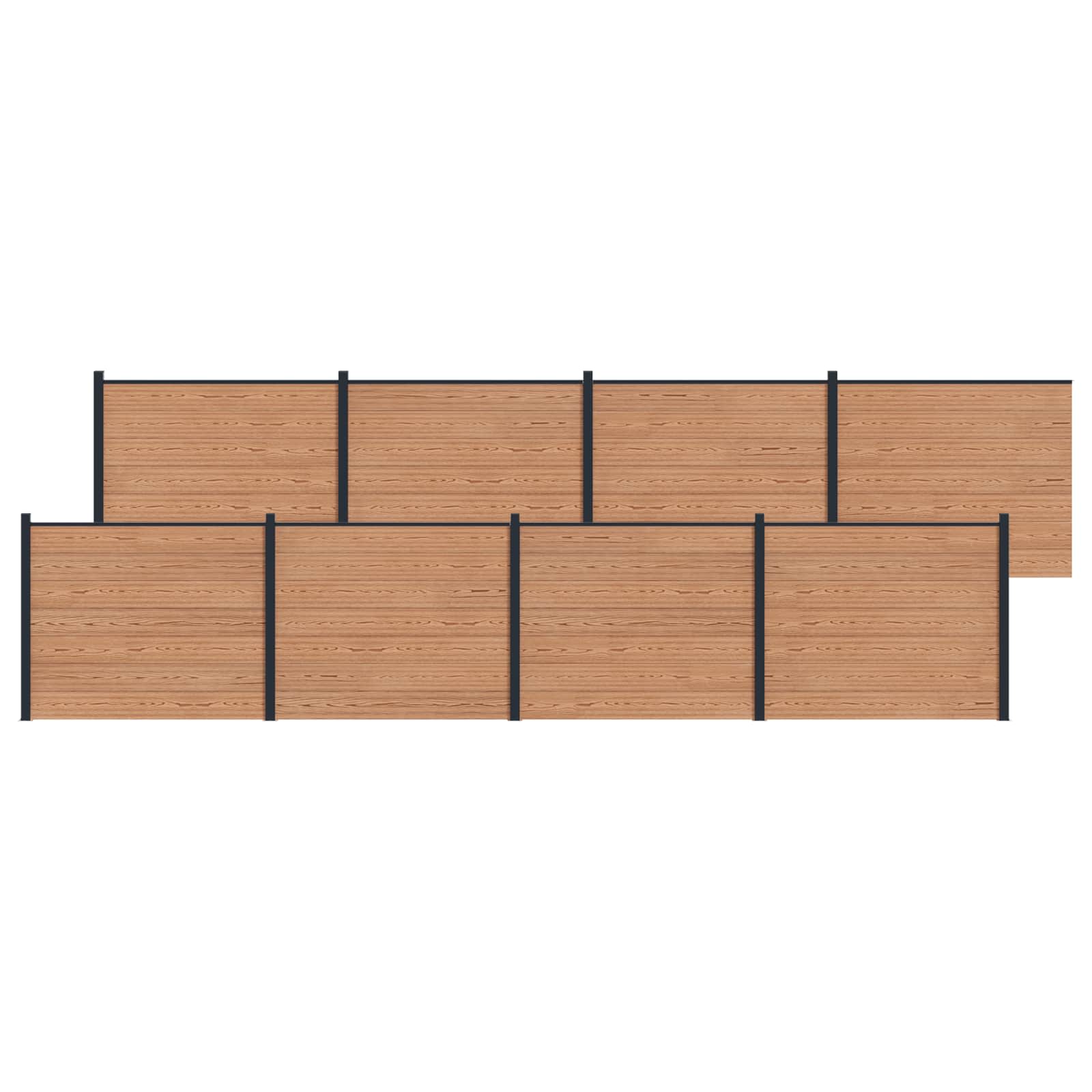 Panel de valla 10 pcs WPC y Aluminio Gris