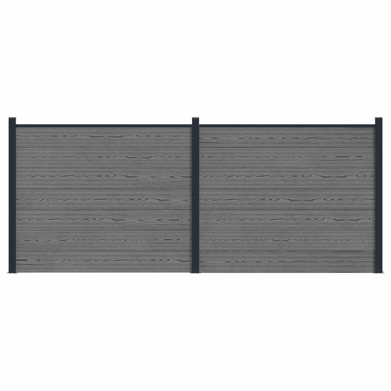 Panel de valla 10 pcs WPC y Aluminio Gris