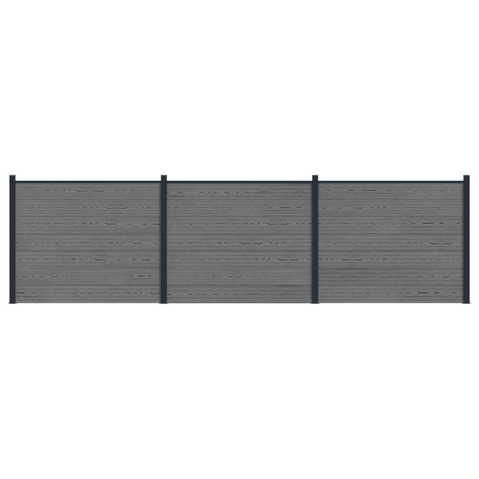 Panel de valla 10 pcs WPC y Aluminio Gris