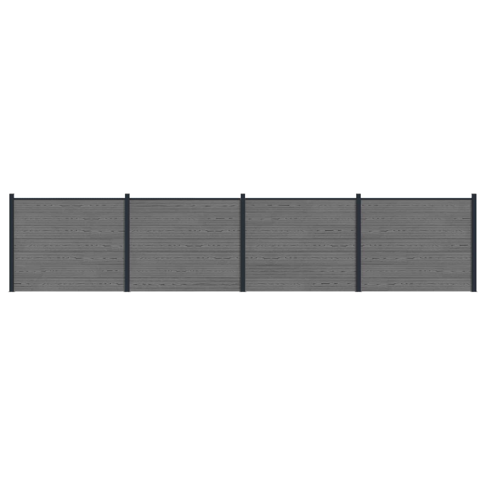 Panel de valla 10 pcs WPC y Aluminio Gris