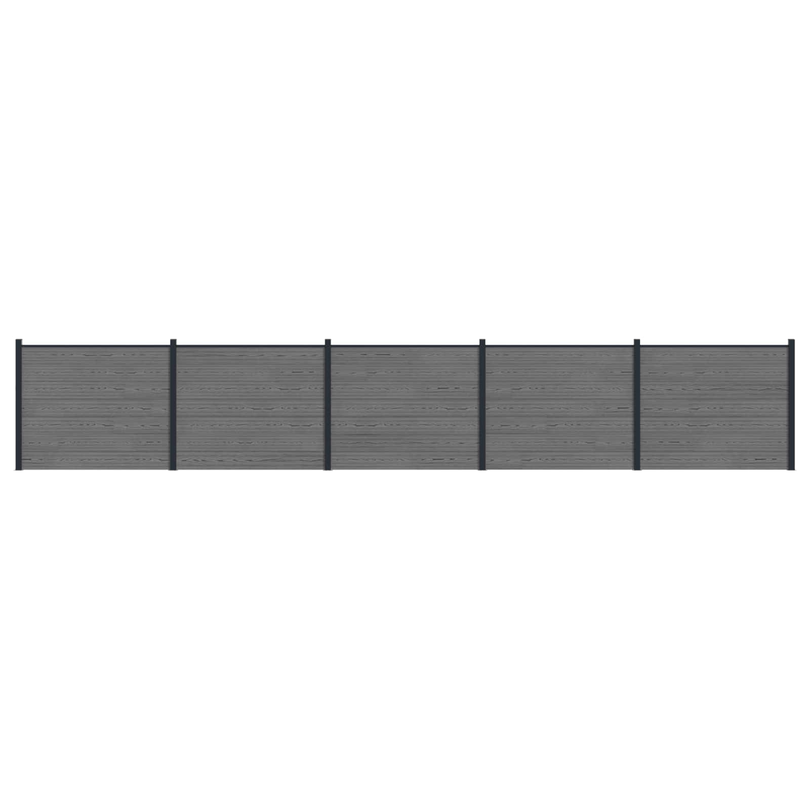Panel de valla 10 pcs WPC y Aluminio Gris