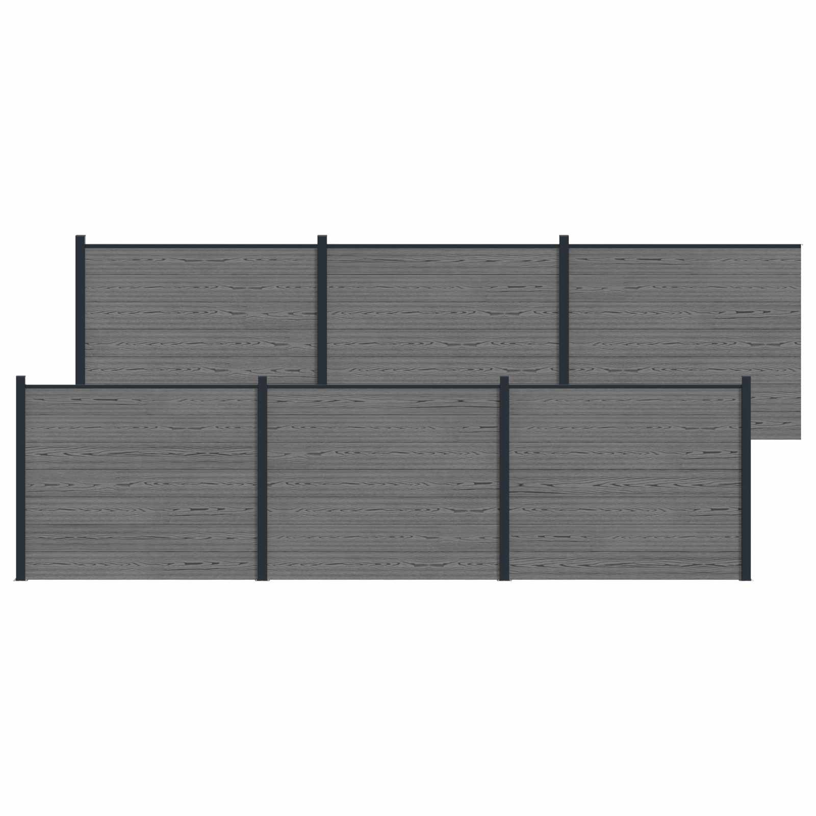 Panel de valla 10 pcs WPC y Aluminio Gris