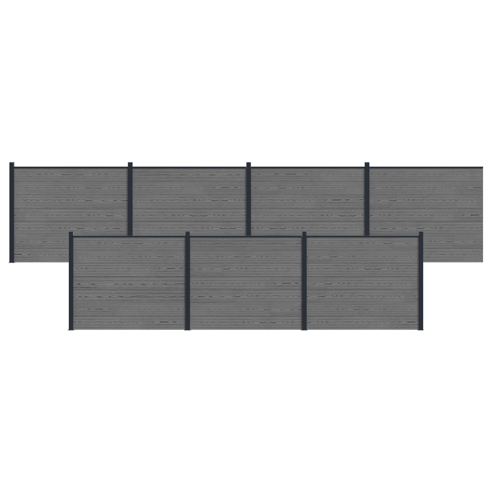 Panel de valla 10 pcs WPC y Aluminio Gris
