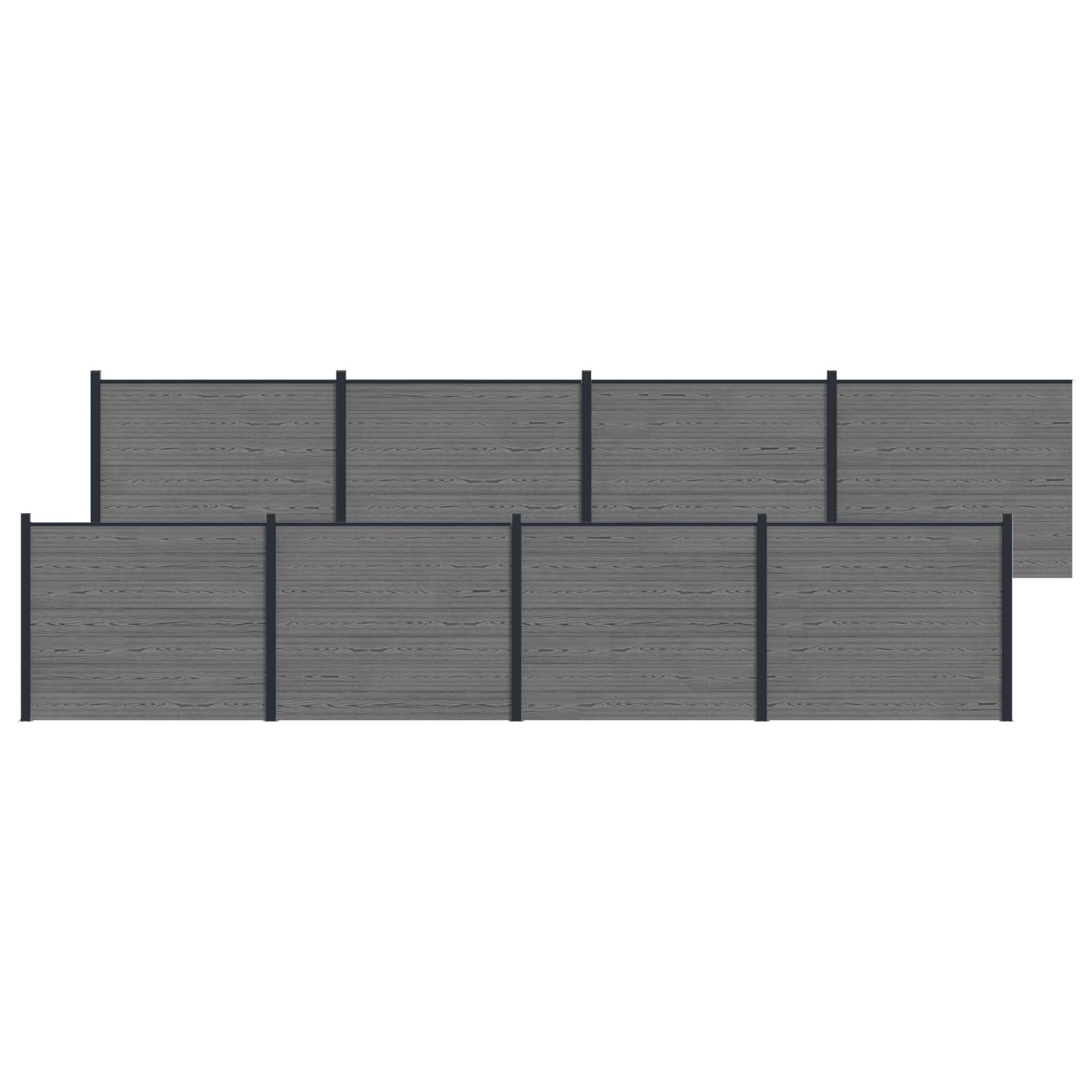 Panel de valla 10 pcs WPC y Aluminio Gris