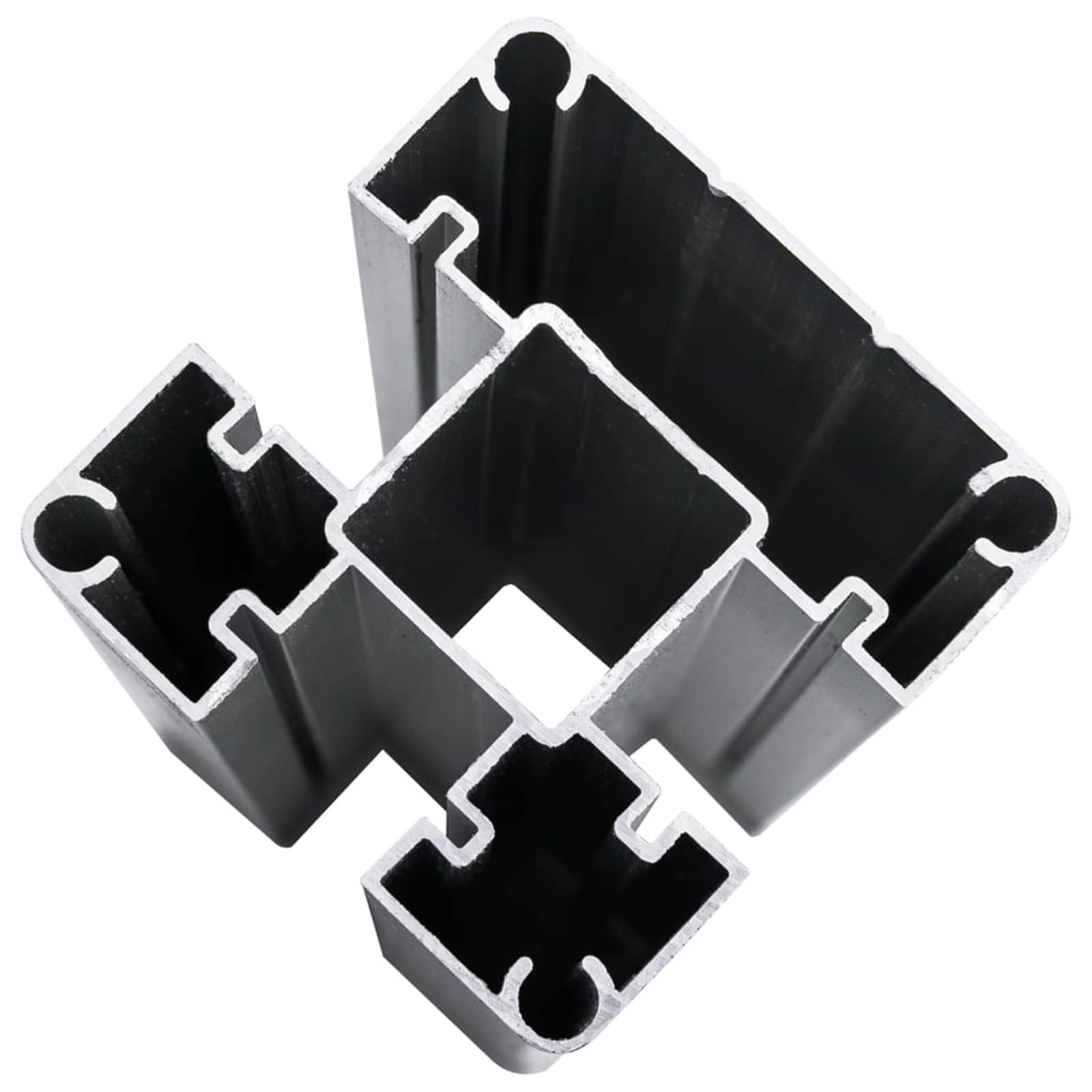 Panel de valla 10 pcs WPC y Aluminio Gris