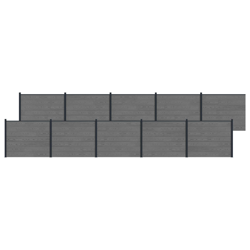 Panel de valla 10 pcs WPC y Aluminio Gris