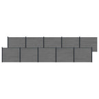 Panel de valla 10 pcs WPC y Aluminio Gris