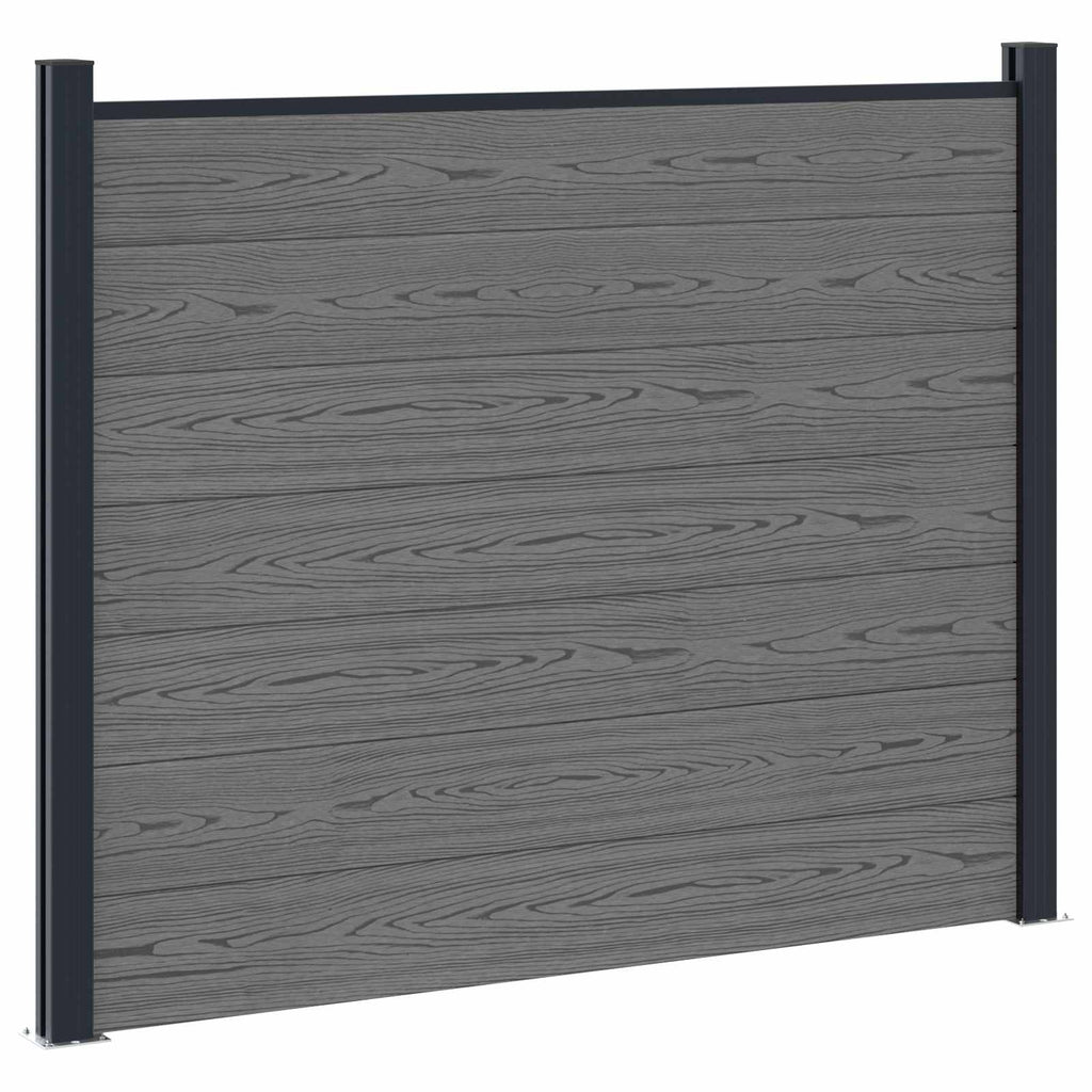 Panel de valla 10 pcs WPC y Aluminio Gris