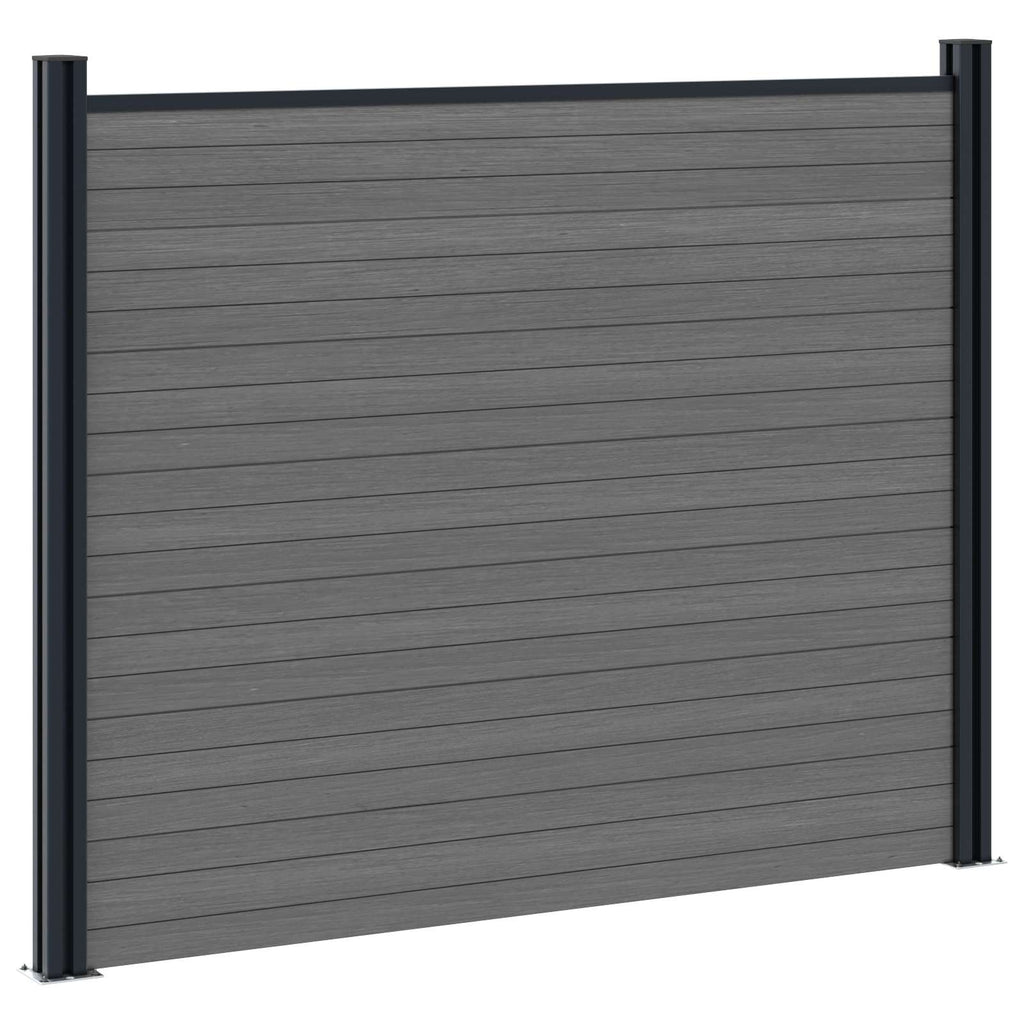 Panel de valla 10 pcs WPC y Aluminio Gris