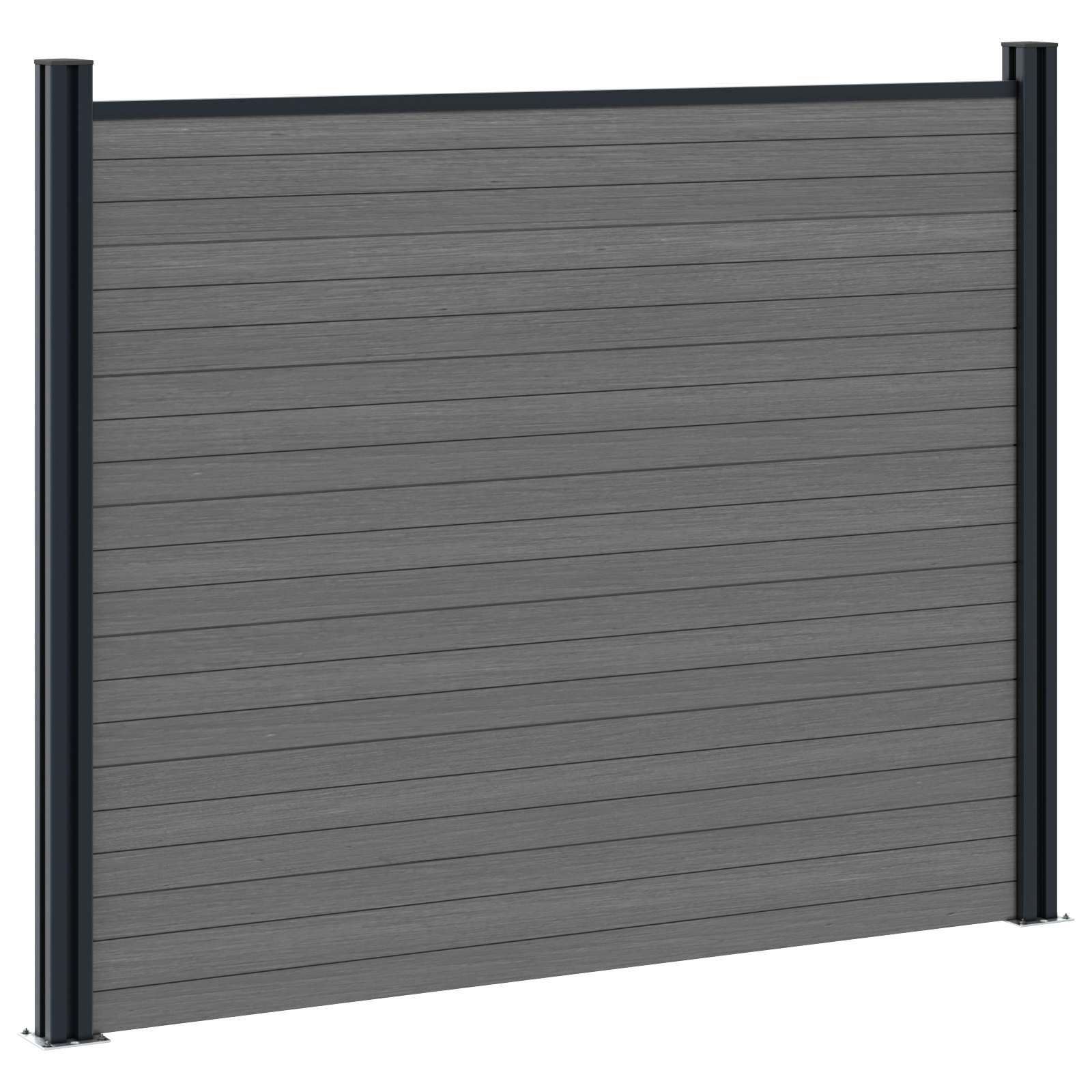 Panel de valla 10 pcs WPC y Aluminio Gris