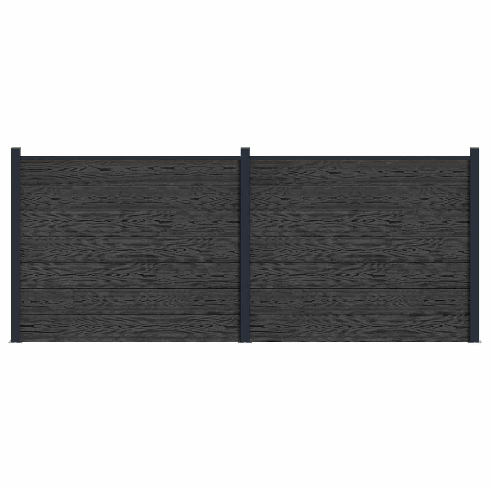 Panel de valla 10 pcs WPC y Aluminio Gris