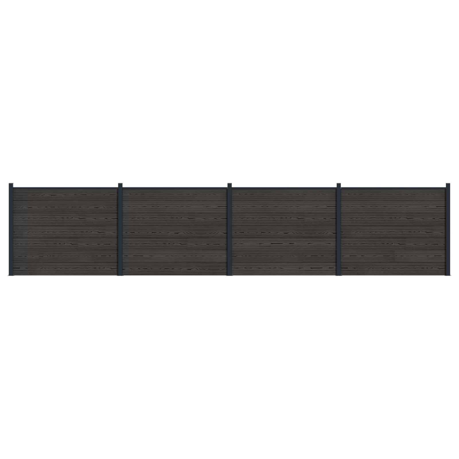 Panel de valla 10 pcs WPC y Aluminio Gris