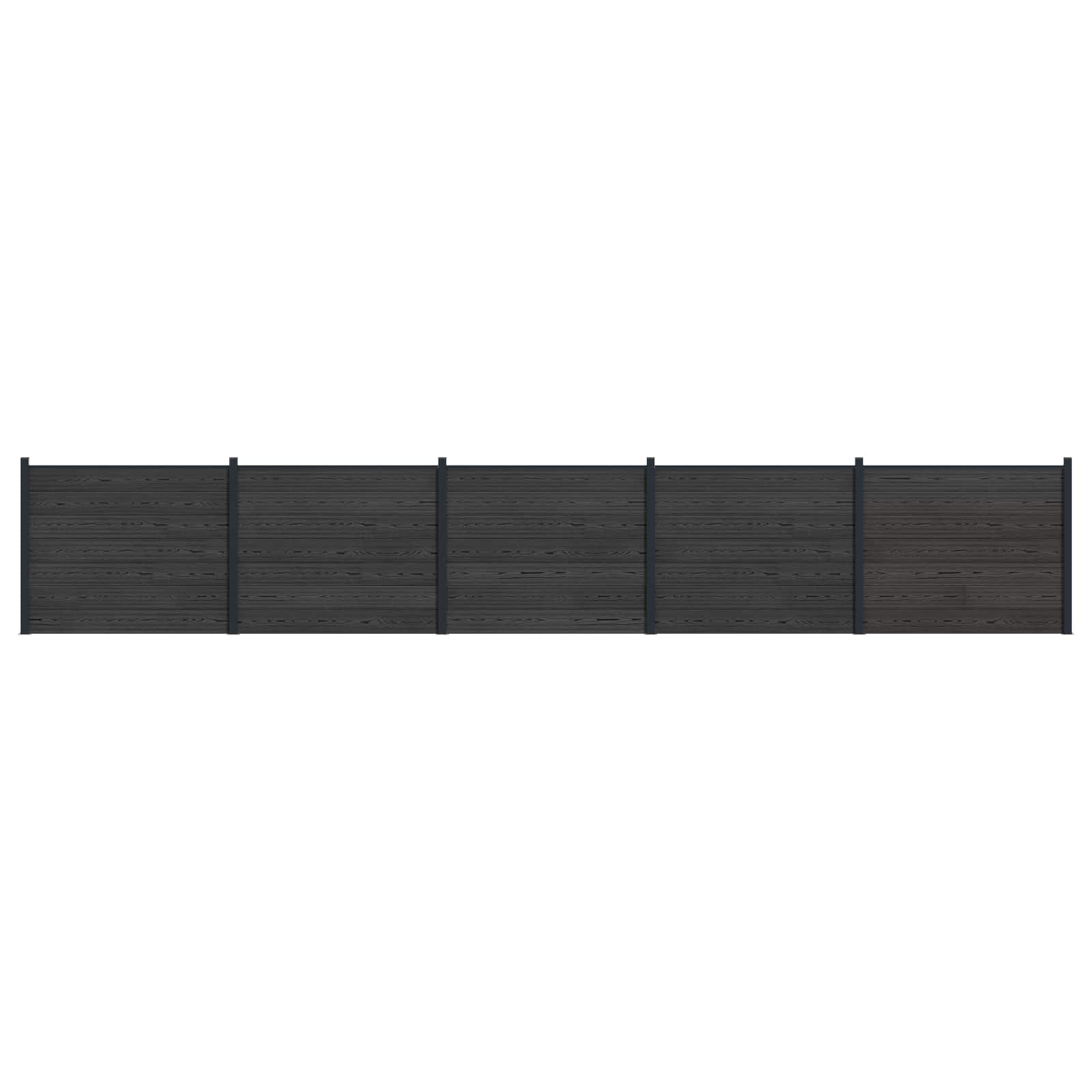 Panel de valla 10 pcs WPC y Aluminio Gris