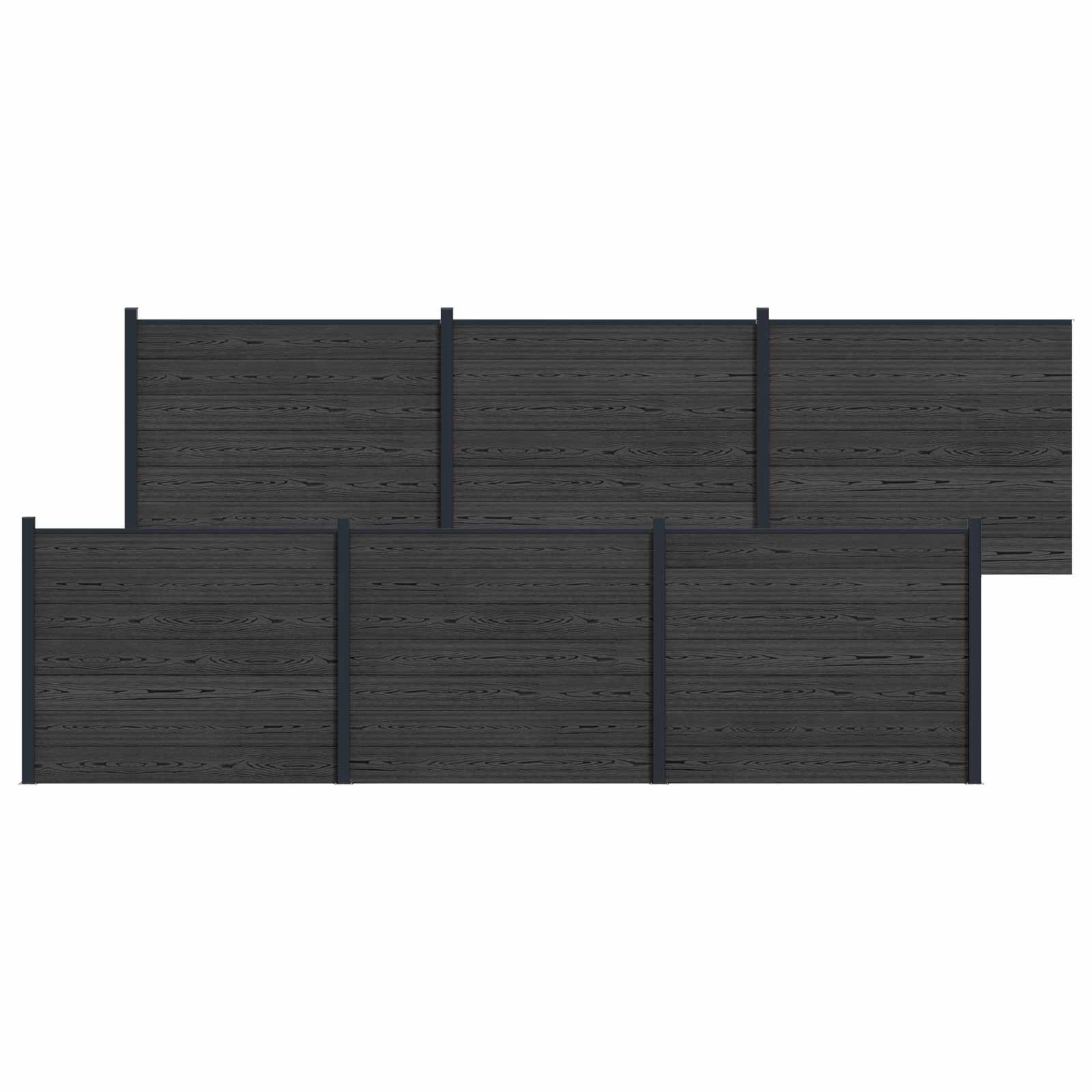 Panel de valla 10 pcs WPC y Aluminio Gris