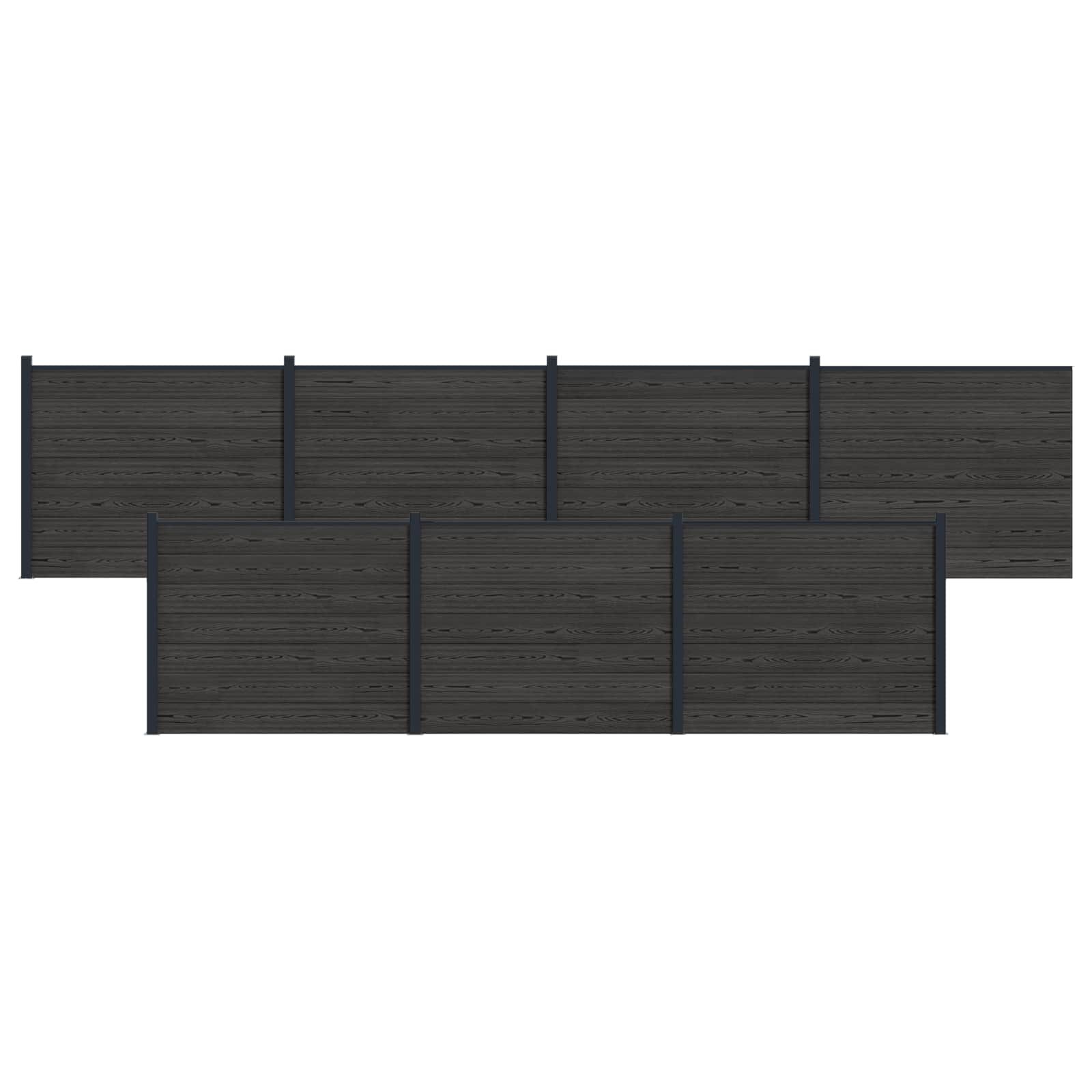 Panel de valla 10 pcs WPC y Aluminio Gris