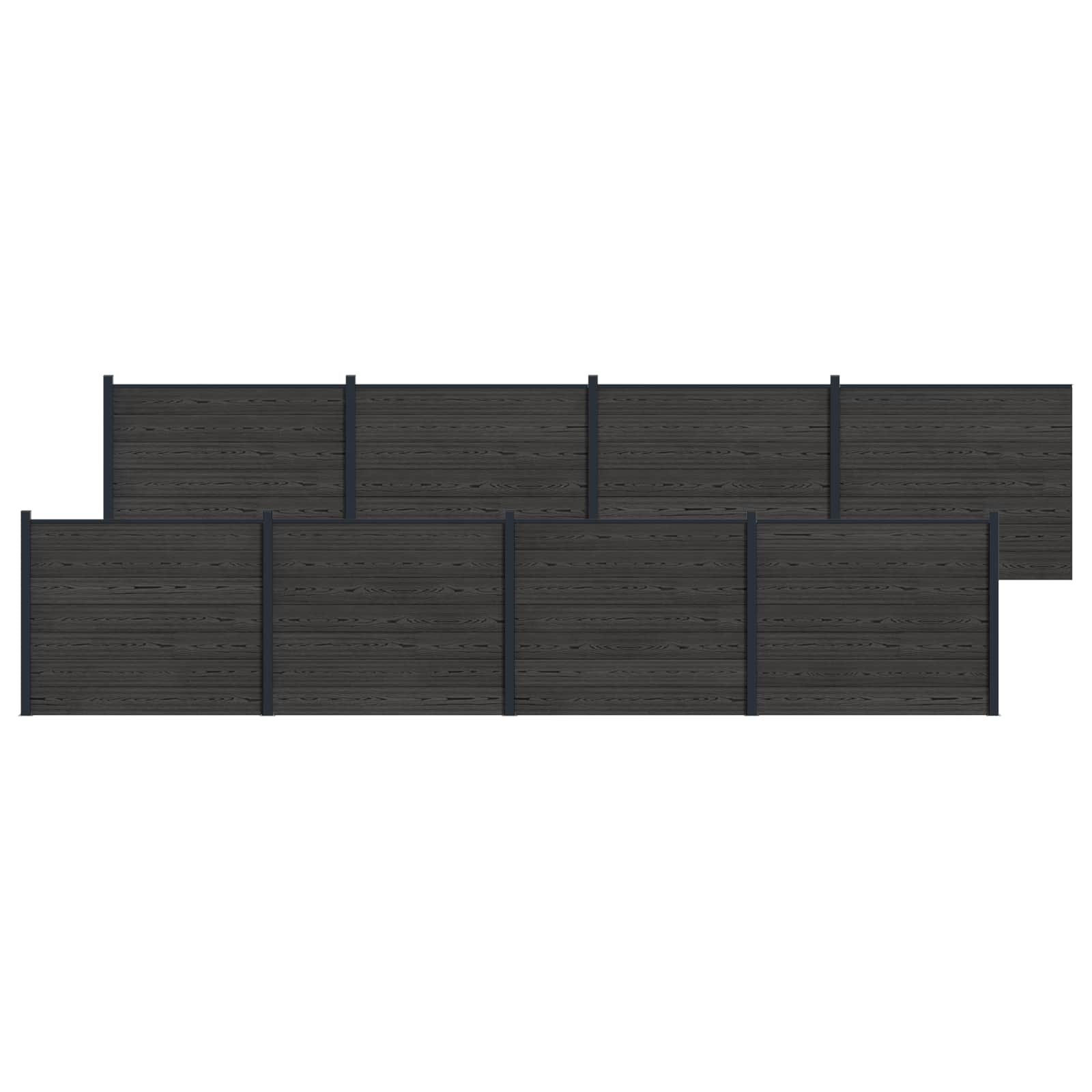 Panel de valla 10 pcs WPC y Aluminio Gris