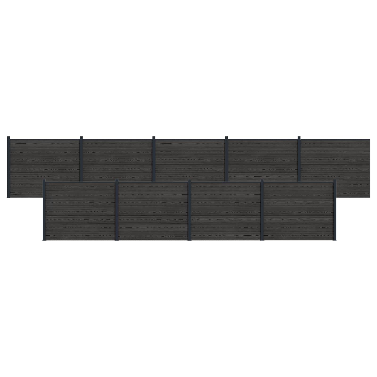 Panel de valla 10 pcs WPC y Aluminio Gris