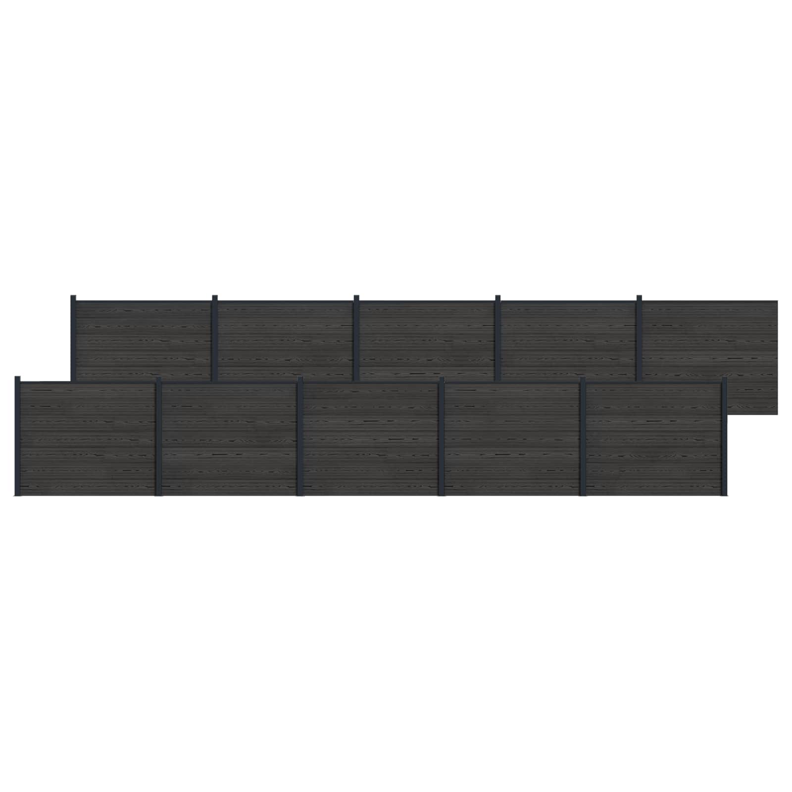 Panel de valla 10 pcs WPC y Aluminio Gris