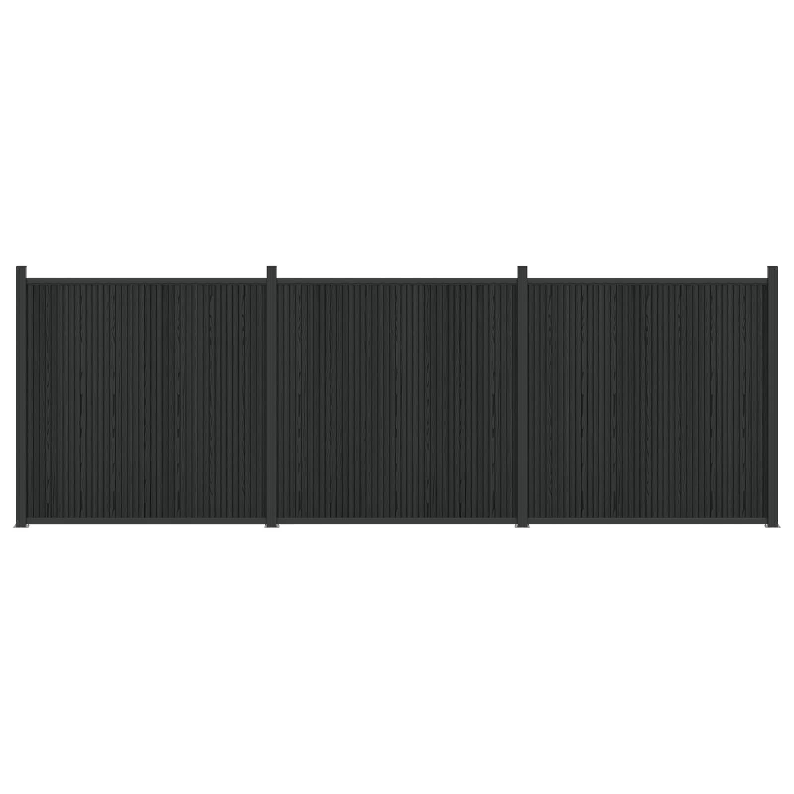 Panel de valla 10 pcs WPC y Aluminio Negro