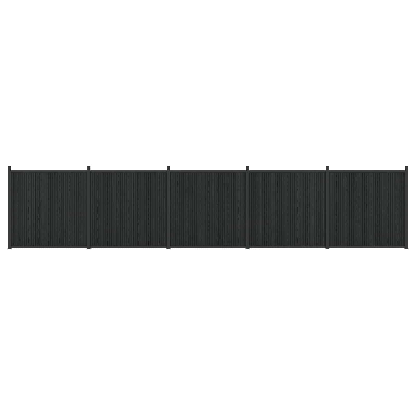 Panel de valla 10 pcs WPC y Aluminio Negro