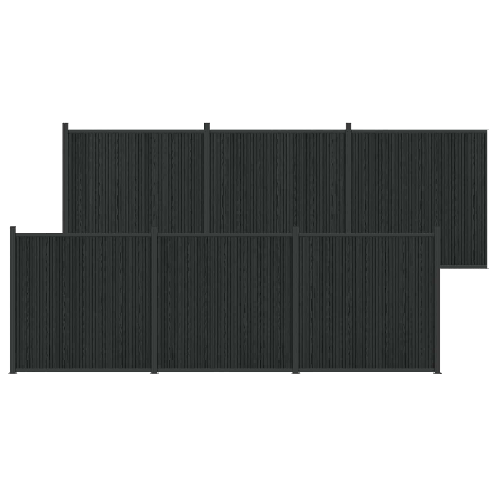 Panel de valla 10 pcs WPC y Aluminio Negro