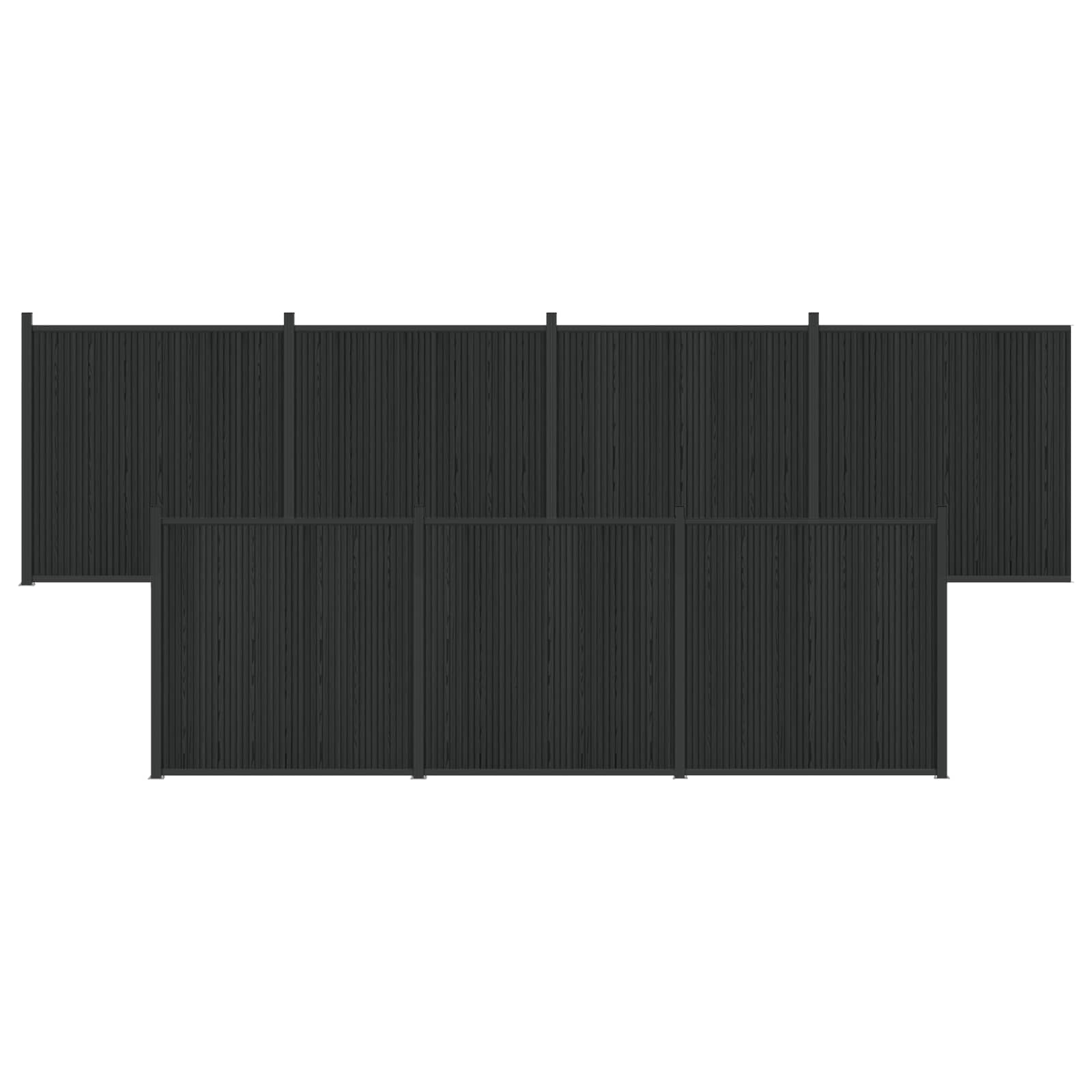 Panel de valla 10 pcs WPC y Aluminio Negro
