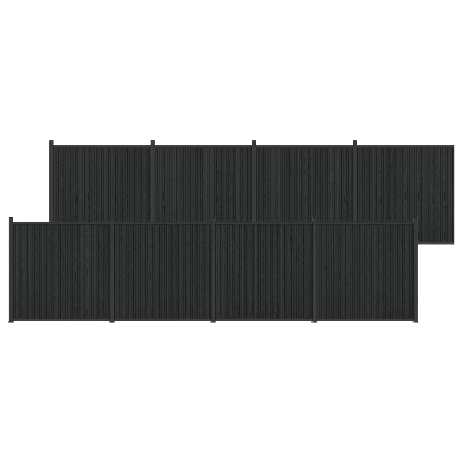 Panel de valla 10 pcs WPC y Aluminio Negro