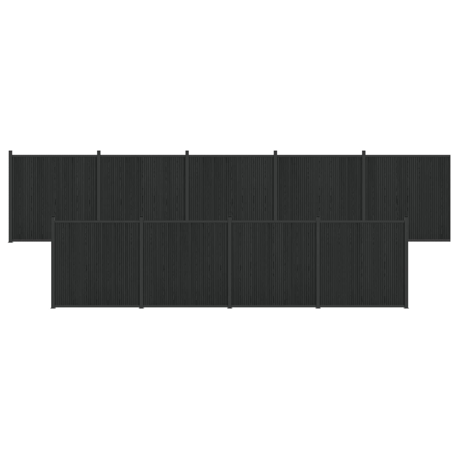 Panel de valla 10 pcs WPC y Aluminio Negro
