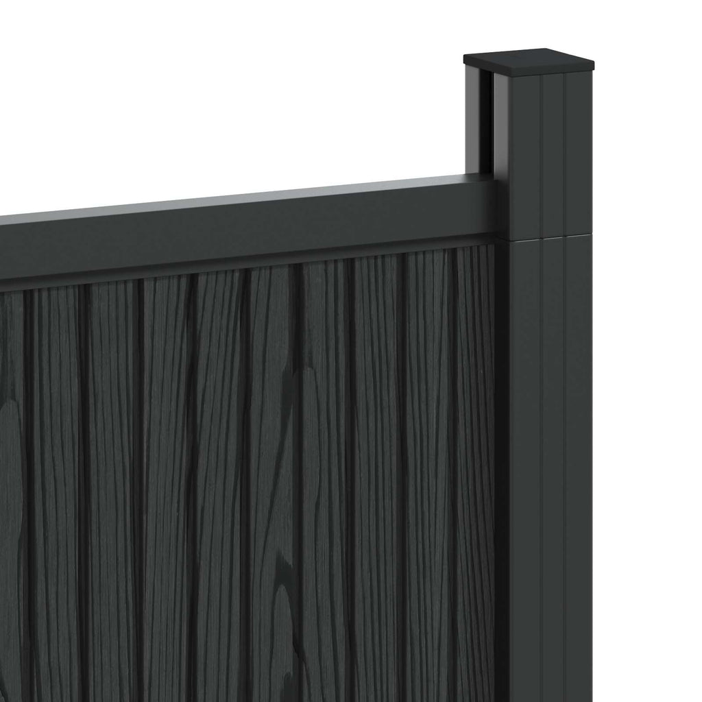 Panel de valla 10 pcs WPC y Aluminio Negro