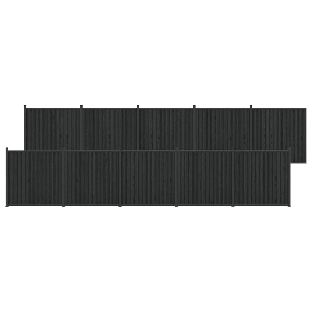 Panel de valla 10 pcs WPC y Aluminio Negro
