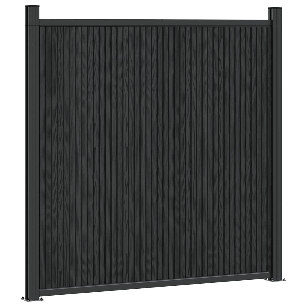 Panel de valla 10 pcs WPC y Aluminio Negro