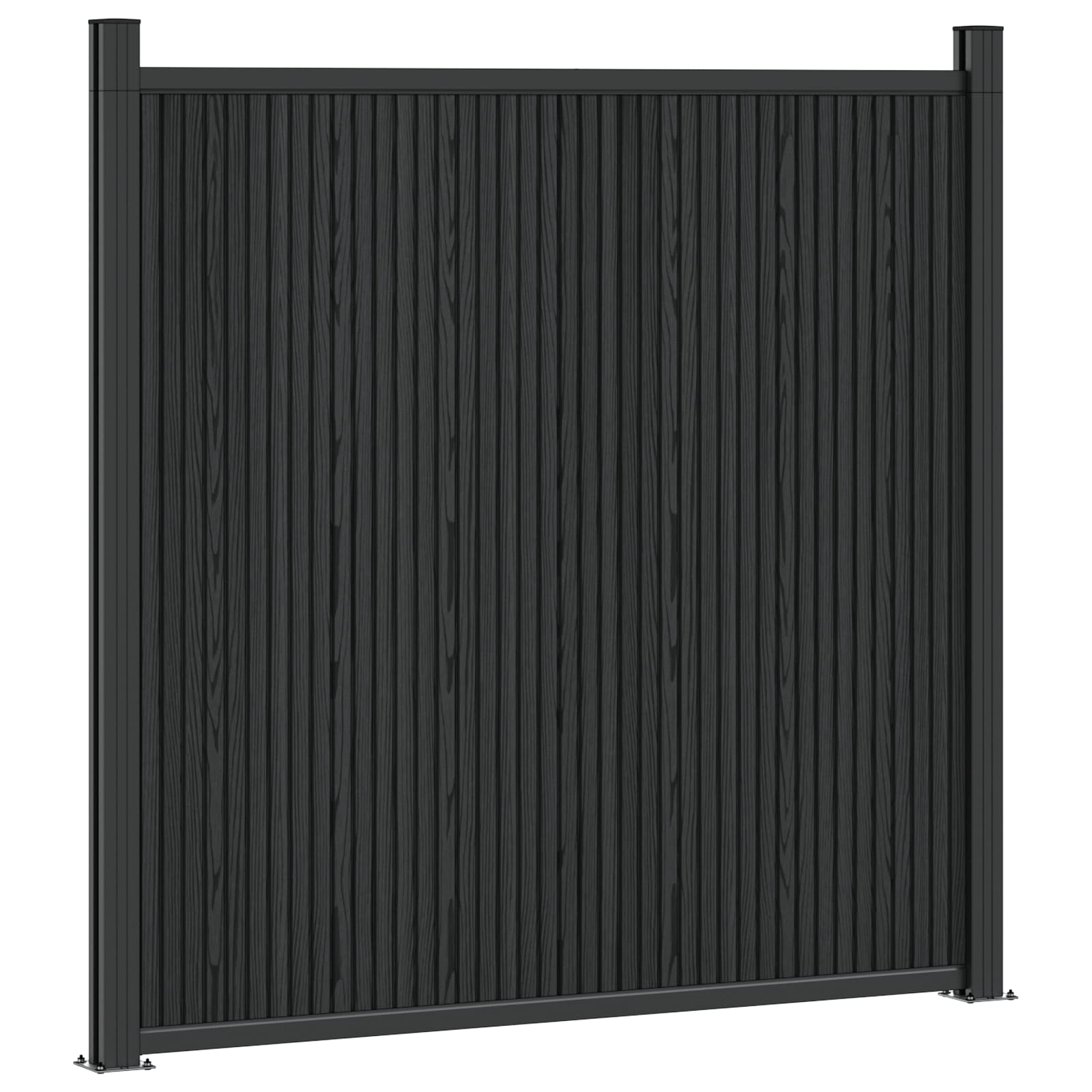 Panel de valla 10 pcs WPC y Aluminio Negro