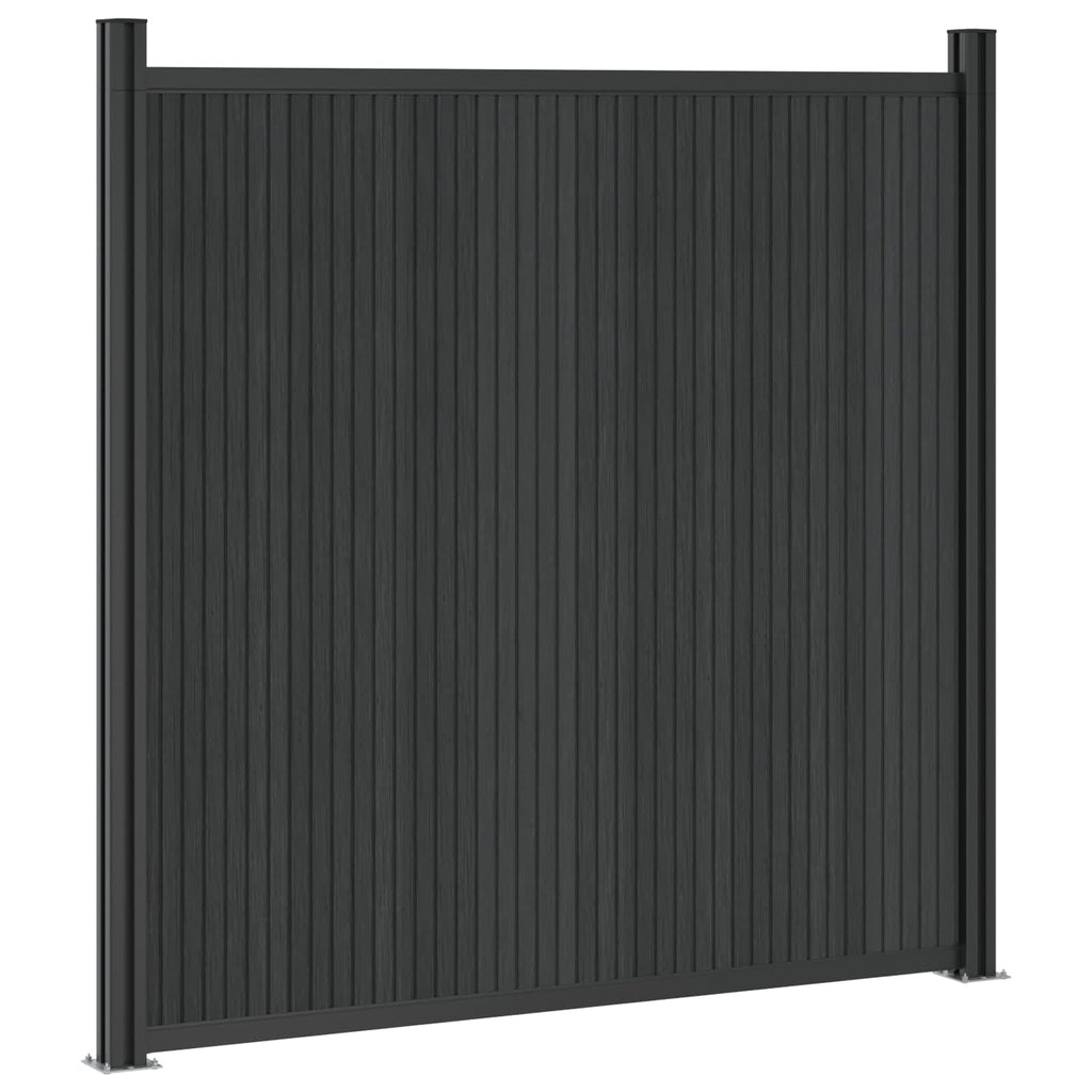 Panel de valla 10 pcs WPC y Aluminio Negro