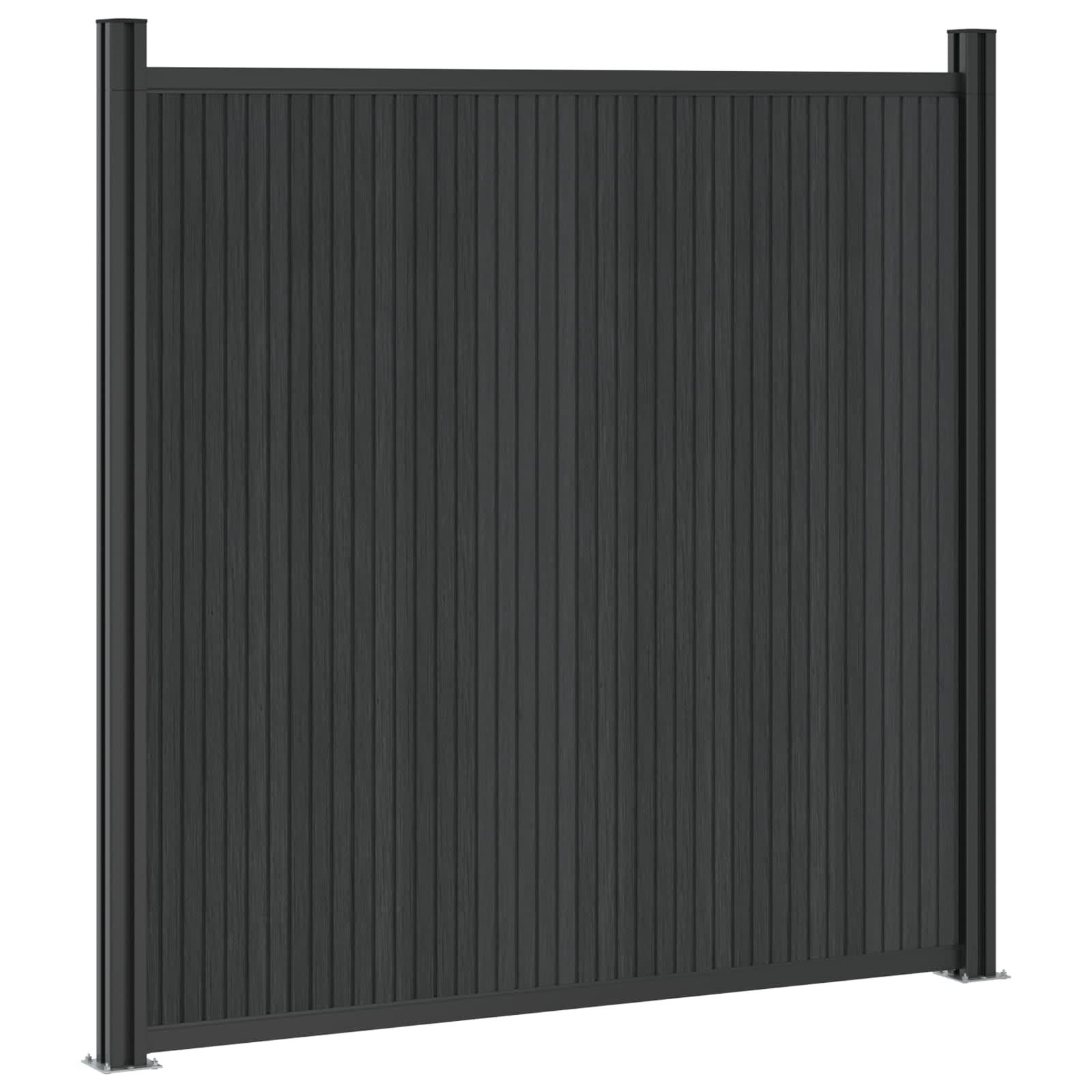 Panel de valla 10 pcs WPC y Aluminio Negro