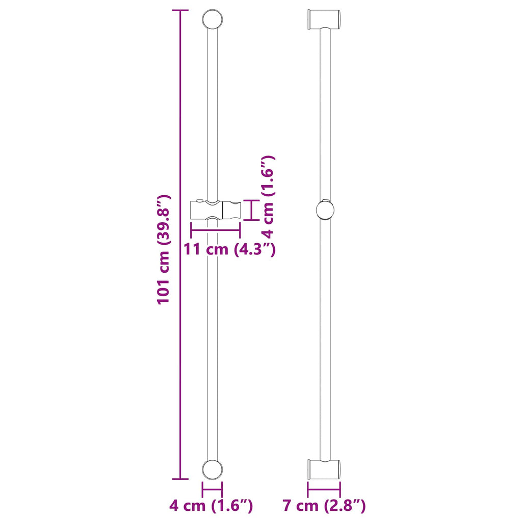 Soporte de Ducha Cromado 101 cm Acero inoxidable
