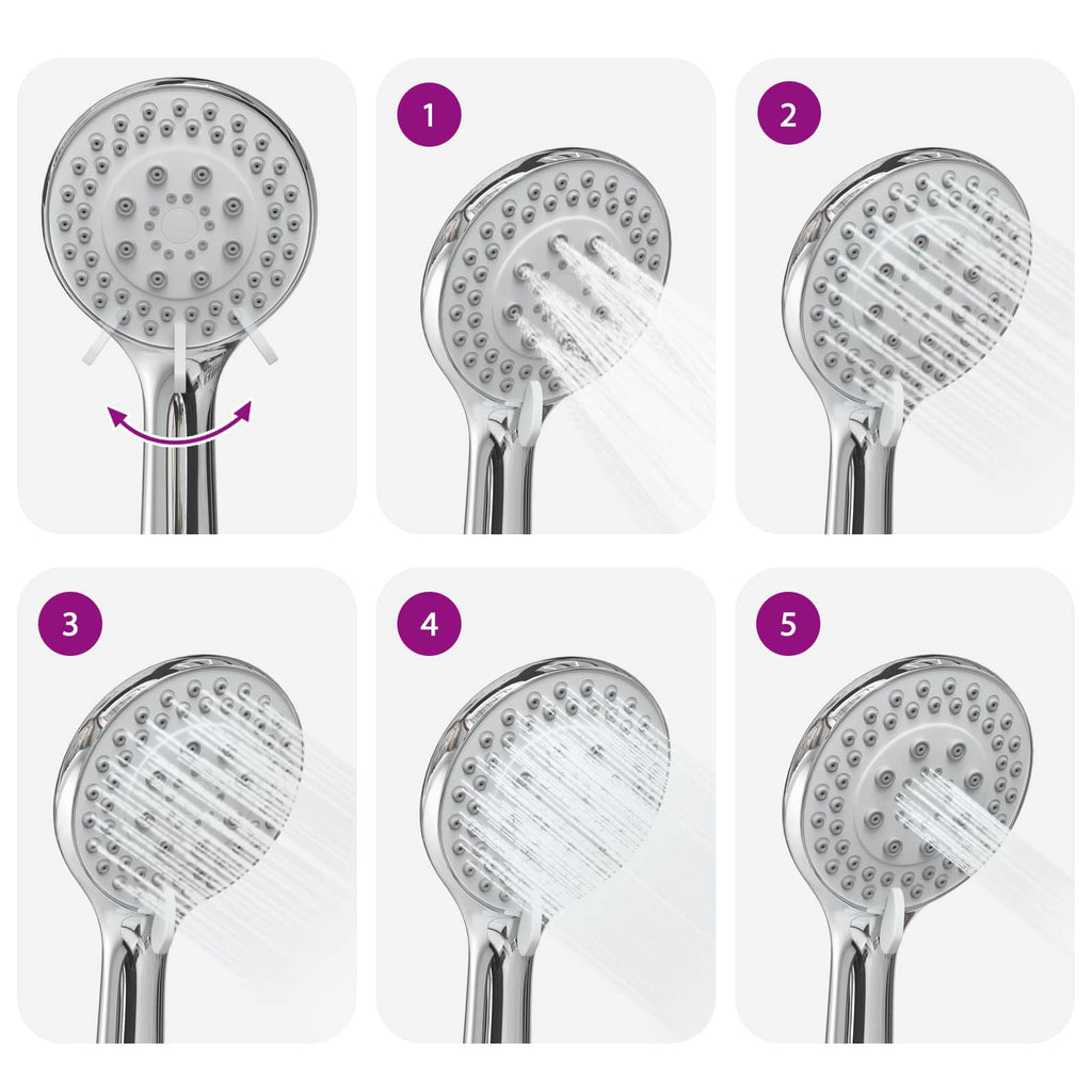 Juego de Cabezal de Ducha Cromado 150 cm Acero inoxidable