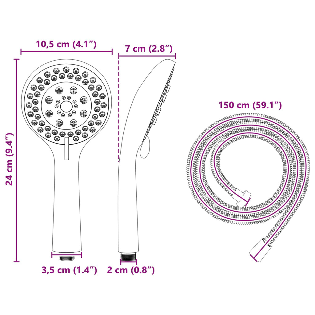 Juego de Cabezal de Ducha Cromado 150 cm Acero inoxidable